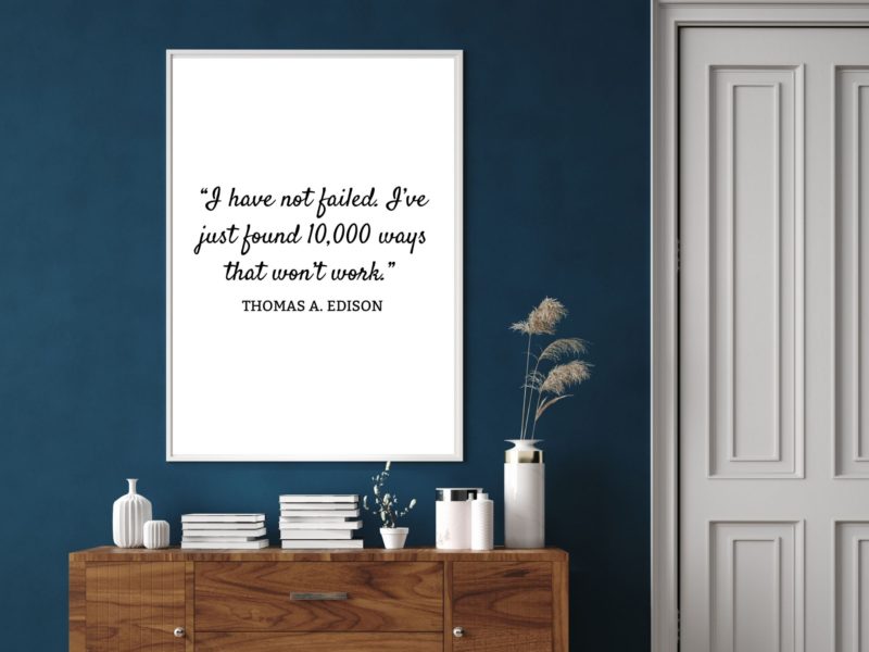 Thomas A Edison Motivational Quote Poster