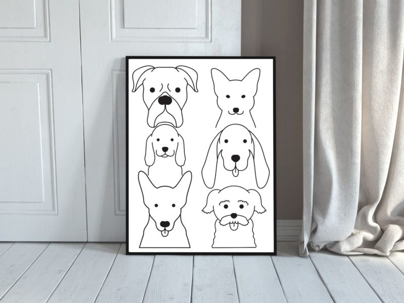 Dogs line art poster