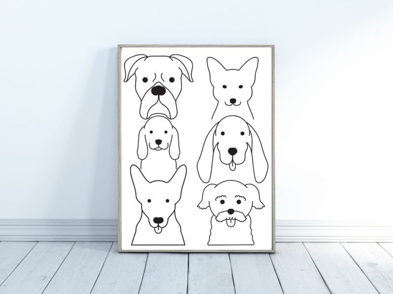 Dogs line art poster