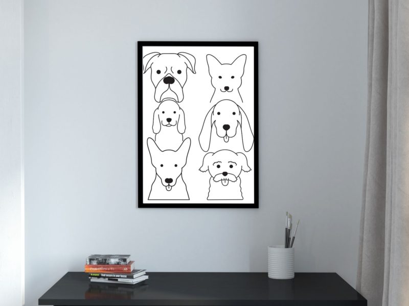 Dogs line art poster