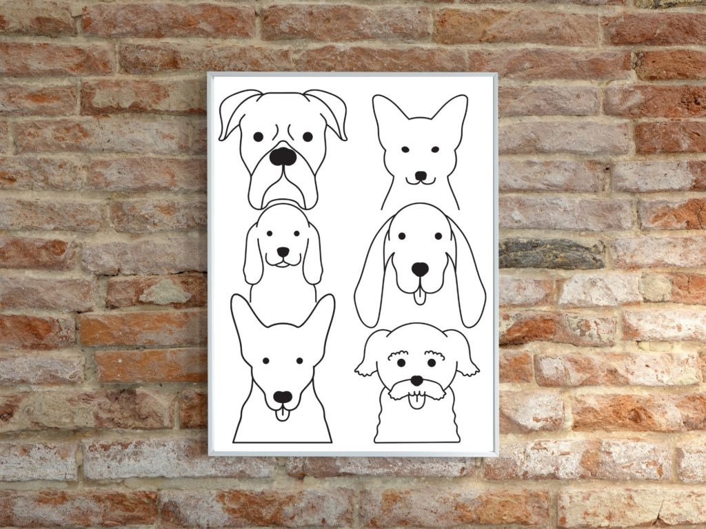 Dogs line art poster