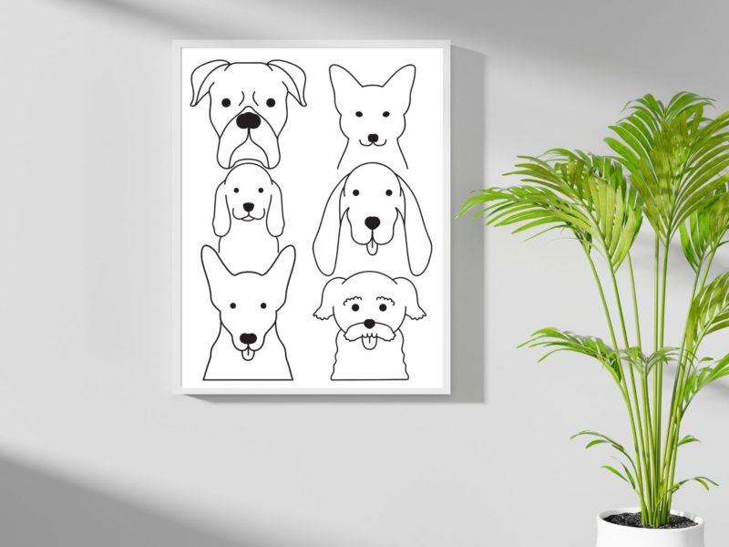 Dogs line art poster