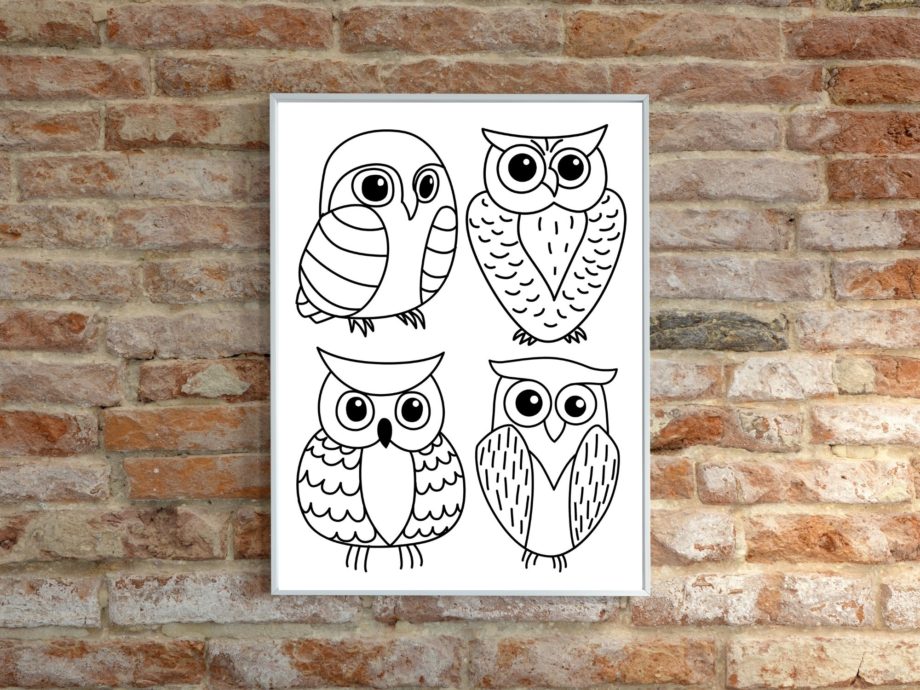 Owls Line Art Poster Wall Art Museum Quality Print