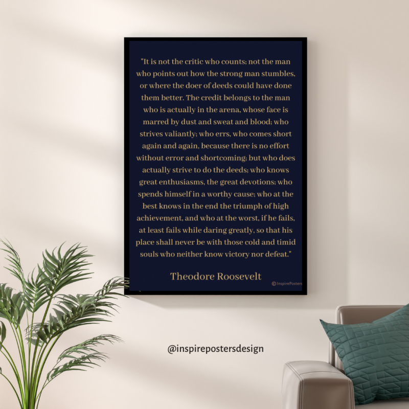 Man in the Arena Quote Poster