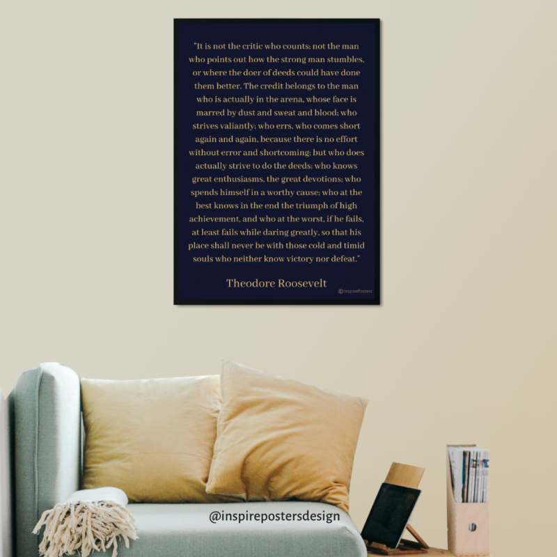 Man in the Arena Quote Poster