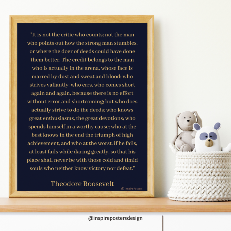 Man in the Arena Quote Poster