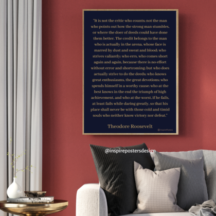Man in the Arena Quote Poster
